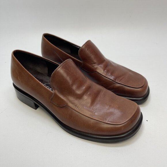Franco Sarto Shoes Womens 7M Bocca Casual Loafers Comfort Brown Leather Slip On - Picture 1 of 16